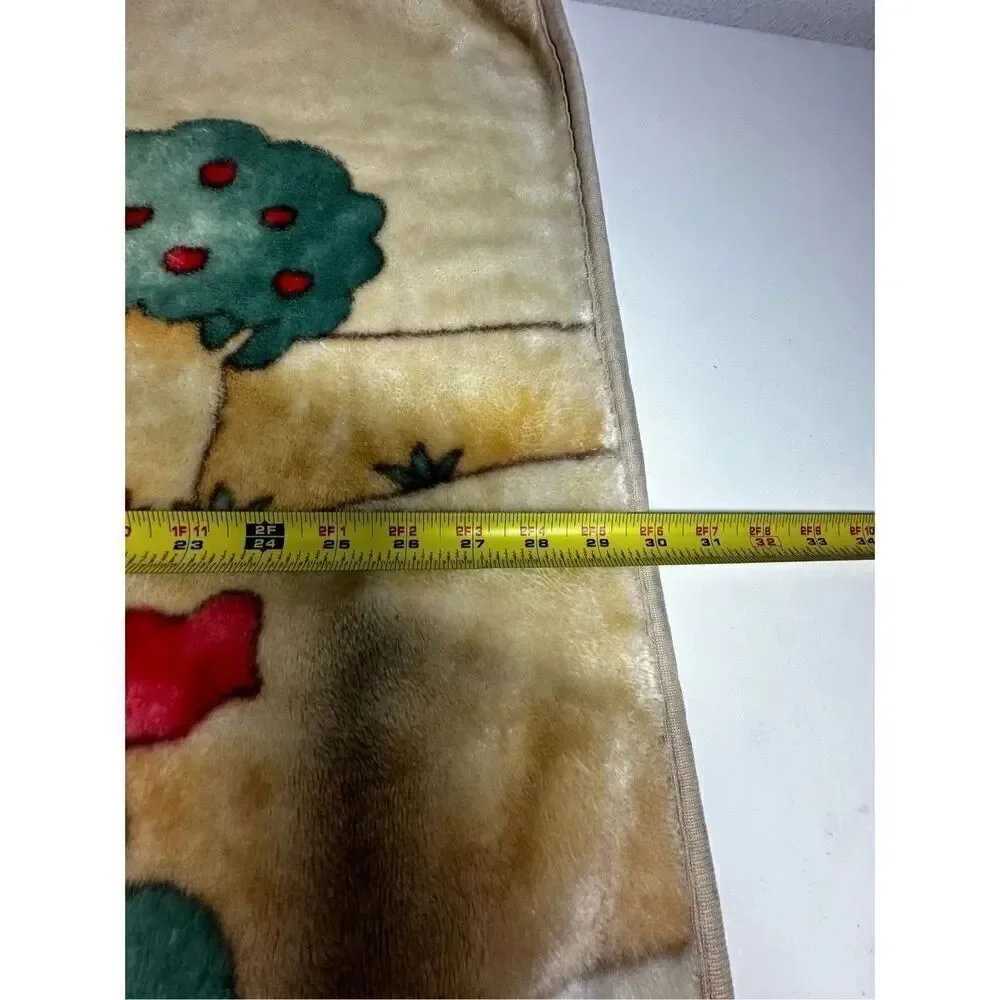 Rare Vintage Baby Fleece Blanket Teddy Bears Family On the Car 36” X 30” *Notes